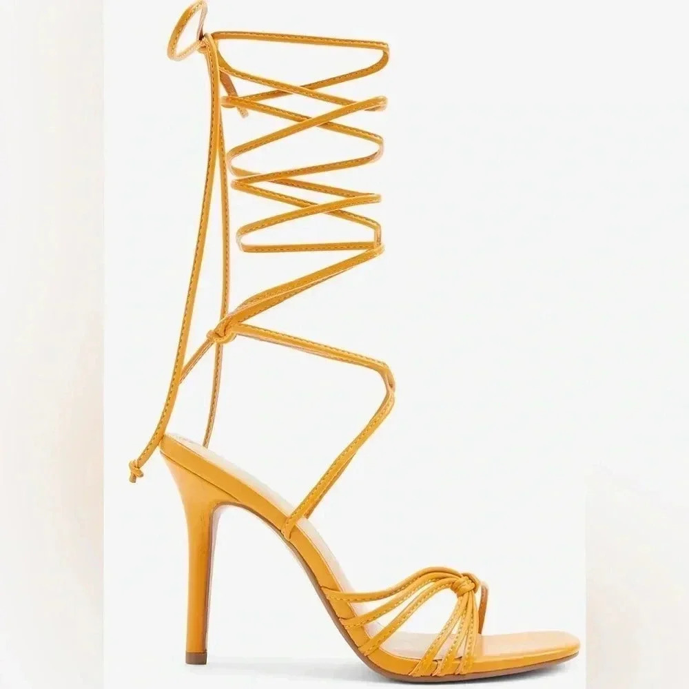 Express Strappy Lace Up Heeled Sandals New